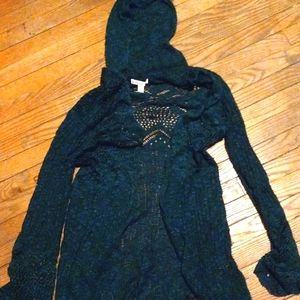 Dark green knitted cardigan